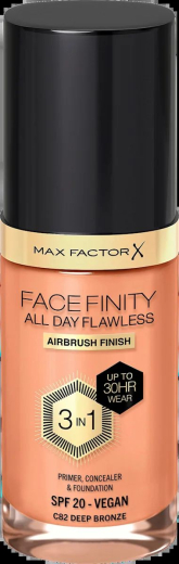 Max Factor Foundation Facefinity All Day Flawless LSF 20, 82 Deep Bronze, 30 ml