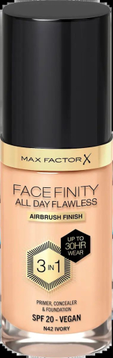 Max Factor Foundation Facefinity All Day Flawless LSF 20, 42 Ivory, 30 ml