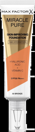 Max Factor Foundation Miracle Pure 80 Bronze, LSF 30, 30 ml