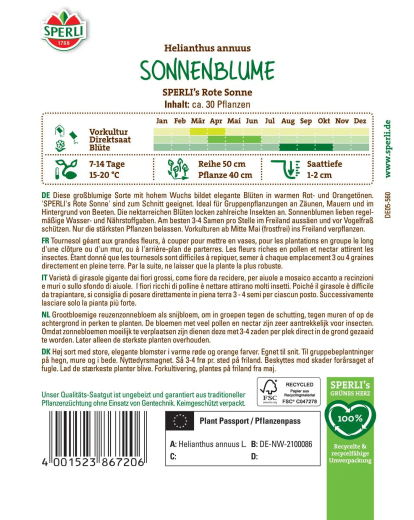 Sonnenblumensamen SPERLIs Rote Sonne Inhalt: 1 Portion