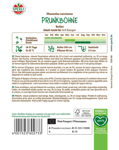 Prunkbohnensamen Butler Inhalt: 1 Portion