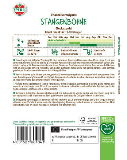Stangenbohnensamen Neckargold Inhalt: 1 Portion