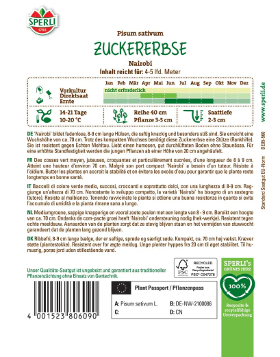 Zuckererbsensamen Nairobi Inhalt: 1 Portion