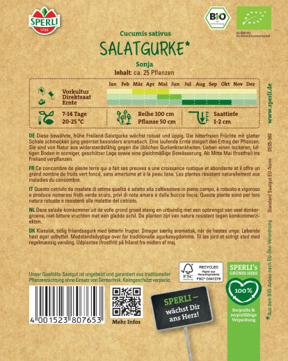 BIO Salatgurkensamen, Freiland Inhalt: 1 Portion