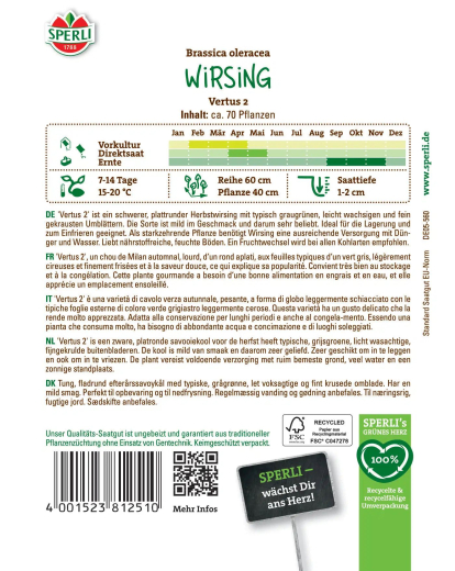 Wirsingsamen Vertus 2 Inhalt: 1 Portion