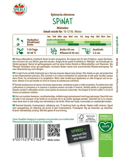 Spinatsamen Matador Inhalt: 1 Portion