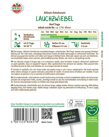 Lauchzwiebelsamen Red Toga Inhalt: 1 Portion