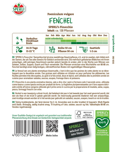 Fenchelsamen SPERLIs Finocchio Inhalt: 1 Portion