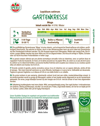 Gartenkressesamen Mega Inhalt: 1 Portion