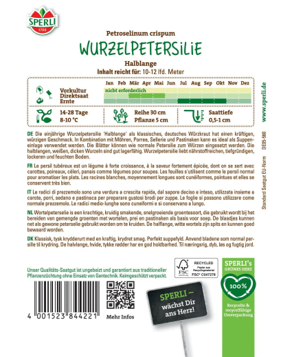 Petersilienwurzelsamen Halblange Inhalt: 1 Portion