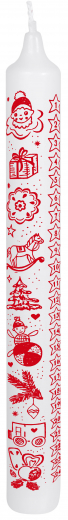 Adventskalenderkerzen 1 Stück Ø  30 mm Höhe 300 mmMotiv Weihnachten Farbe:  weiß010