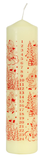 Adventskalenderkerzen Siebdruck mit Motiv 1 Stück Ø  50mm Höhe: 200mm Farbe: 030 champagner