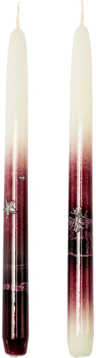 Leuchterkerzen Weihnachtsglanz Dekor 1 Stück Ø  22mm Höhe: 290mm Farbe: burgund
