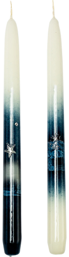 Leuchterkerzen Weihnachtsglanz Dekor 1 Stück Ø  22mm Höhe: 290mm Farbe: topasblau