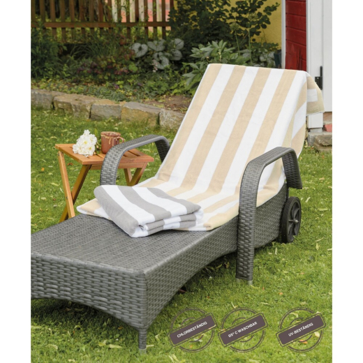 Liegetuch 70 x 200 cm, beige/white