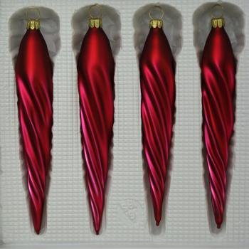 Eiszapfen dünn uni dunkelrot matt, 4 Stück, L 13cm