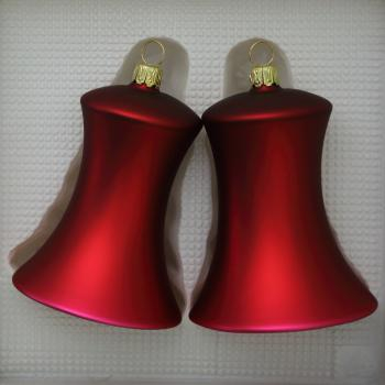 Glocken groß mit Schlägel uni dunkelrot matt, 2 Stück, Ø 7cm