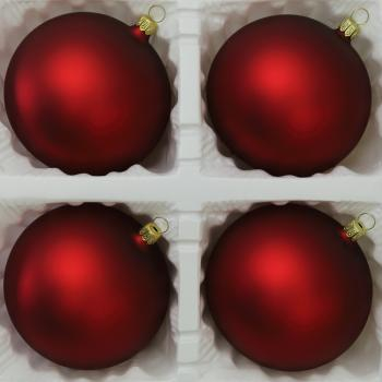 Kugeln uni dunkelrot matt, 4 Stück, Ø 10cm