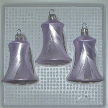 Glocken klein mit Schlägel uni Eislack flieder, 3 Stück, Ø 5cm