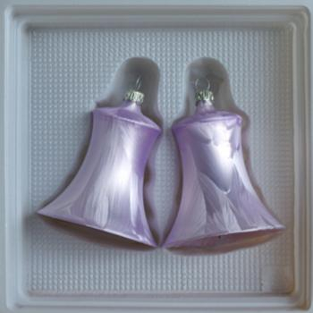 Glocken groß mit Schlägel uni Eislack flieder, 2 Stück, Ø 7cm