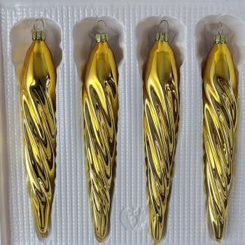 Eiszapfen dünn uni gold glanz, 4 Stück, L 13cm