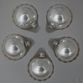 Kugeln uni silber glanz, 5 Stück, Ø 5cm
