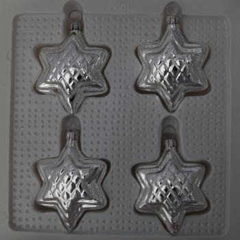 Sterne uni silber glanz, 4 Stück, Ø 5,5cm