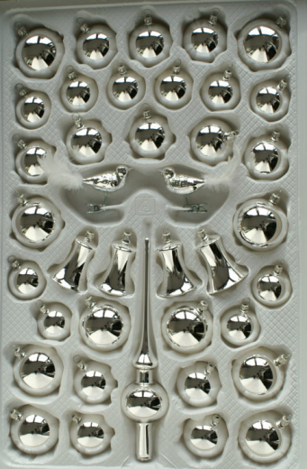 Sortiment uni silber glanz, Sortiment 39 Teile mit klingenden Glocken