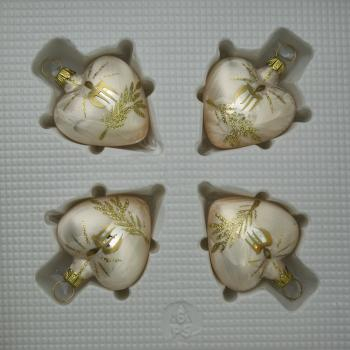 Herzen klein Eislack champagner mit Kerzendekor, 4 Stück, L 5,5cm