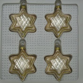 Sterne Eislack champagner mit Dekor, 4 Stück, Ø 5,5cm