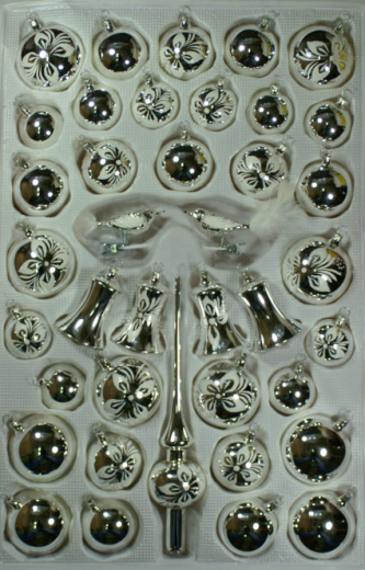 Sortiment silber mit Blumendekor, Sortiment 39 Teile mit klingenden Glocken