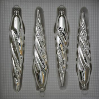 Eiszapfen dünn silber mit Dekor, 4 Stück, L 13cm