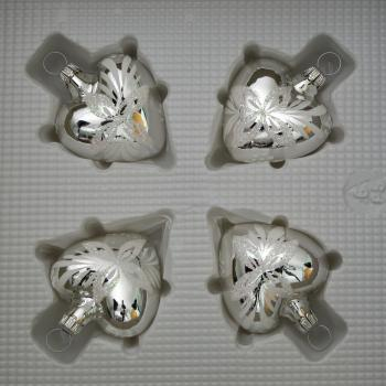 Herzen klein silber mit Blumendekor, 4 Stück, L 5,5cm