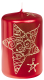 Stumpenkerze Spitzenstern 1 Stück Ø  60mm Höhe: 90mm Farbe: rot