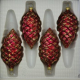 Tannenzapfen dunkelrot matt mit Dekor, 4 Stück, L 9cm