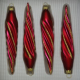Eiszapfen dünn dunkelrot matt mit Dekor, 4 Stück, L 13cm