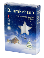 Baumkerzen  12 Stück Ø  12mm Höhe: 125mm Farbe: 010 weiß