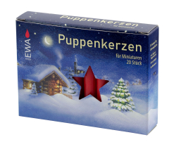 Puppenkerzen  20 Stück Ø  10mm Höhe: 65mm Farbe: 210 rot