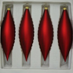 Oliven uni dunkelrot matt, 4 Stück, L 14cm