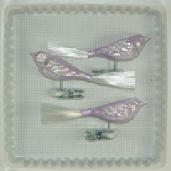 Vögel uni Glasschwanz Eislack flieder, Stück, L 11cm