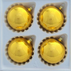Kugeln uni gold glanz, 4 Stück, Ø 7cm