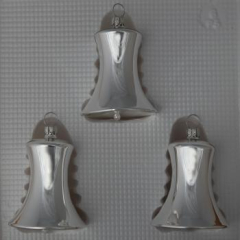 Glocken klein mit Schlägel uni silber glanz, 3 Stück, Ø 5cm
