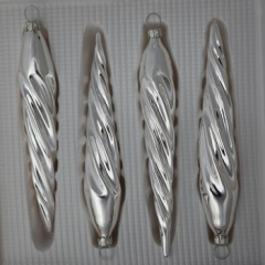 Eiszapfen dünn uni silber glanz, 4 Stück, L 13cm