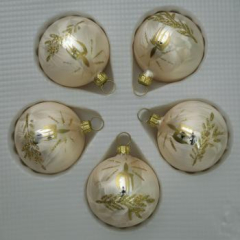 Kugeln Eislack champagner mit Kerzendekor, 5 Stück, Ø 5cm