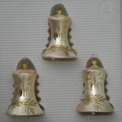 Glocken klein mit Schlägel Eislack champagner mit Kerzendekor, 3 Stück, Ø 5cm