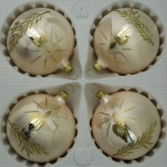 Kugeln Eislack champagner mit Kerzendekor, 4 Stück, Ø 7cm