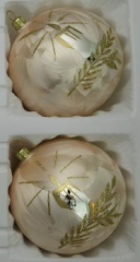 Kugeln Eislack champagner mit Kerzendekor, 2 Stück, Ø 12cm