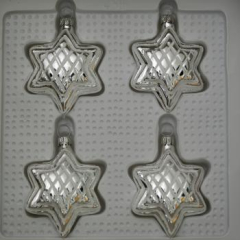 Sterne silber mit Dekor, 4 Stück, Ø 5,5cm