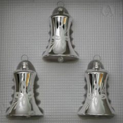 Glocken klein mit Schlägel silber mit Blumendekor, 3 Stück, Ø 5cm