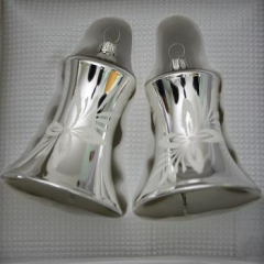 Glocken groß mit Schlägel silber mit Blumendekor, 2 Stück, Ø 7cm